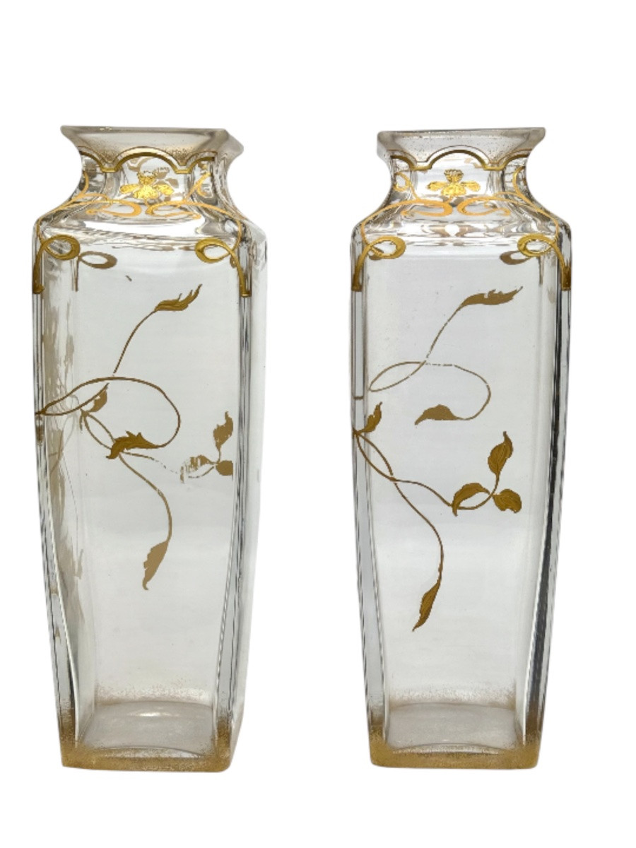 Baccarat - Pair Of Art Nouveau Vases-photo-3