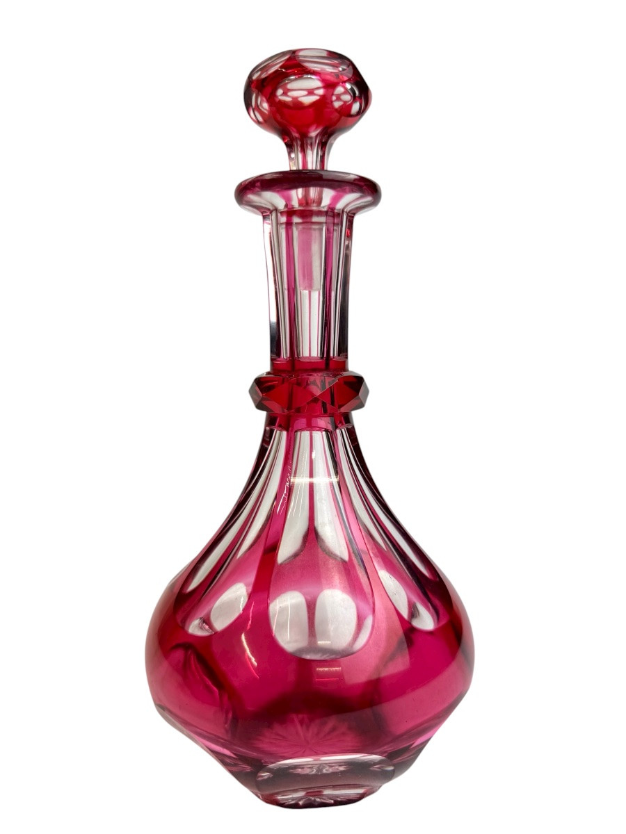 Carafe et son présentoir en cristal taillé-photo-2
