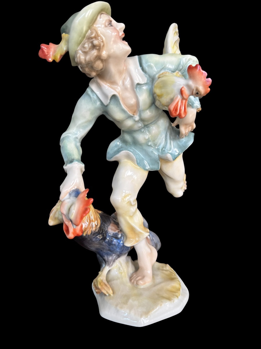 Hutschenreuther - Porcelain Figurine "the Chicken Thief" By Karl Tutter   -photo-2