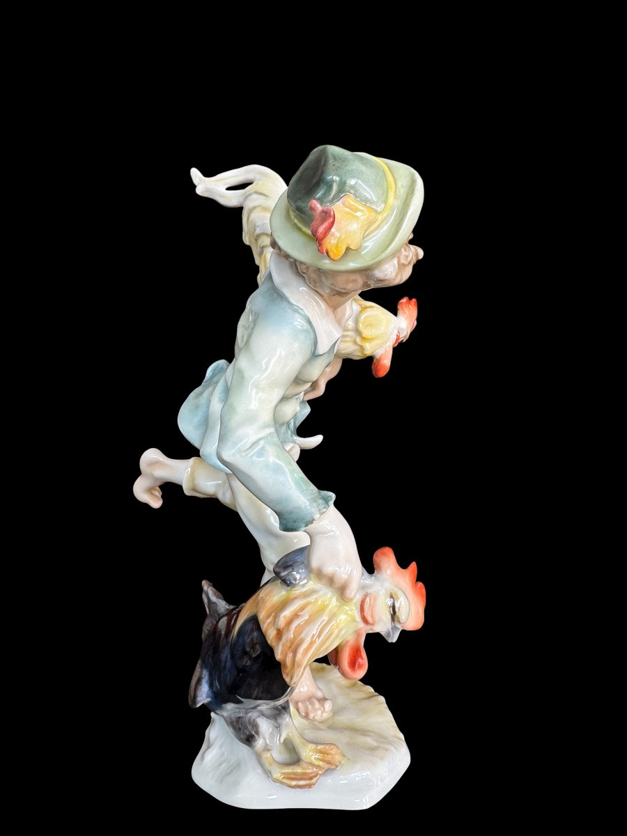 Hutschenreuther - Porcelain Figurine "the Chicken Thief" By Karl Tutter   -photo-3