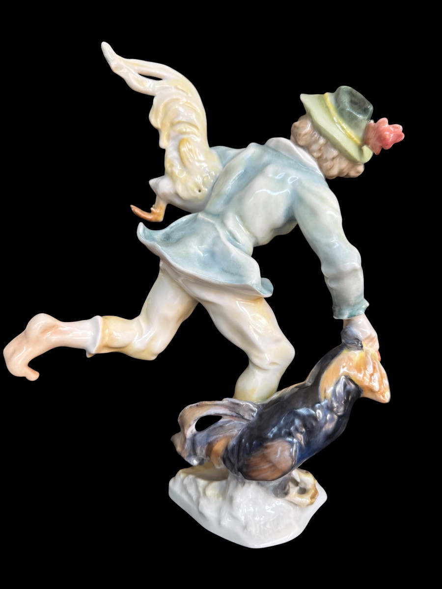Hutschenreuther - Porcelain Figurine "the Chicken Thief" By Karl Tutter   -photo-4