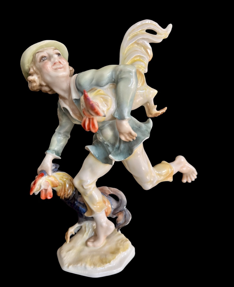 Hutschenreuther - Porcelain Figurine "the Chicken Thief" By Karl Tutter   
