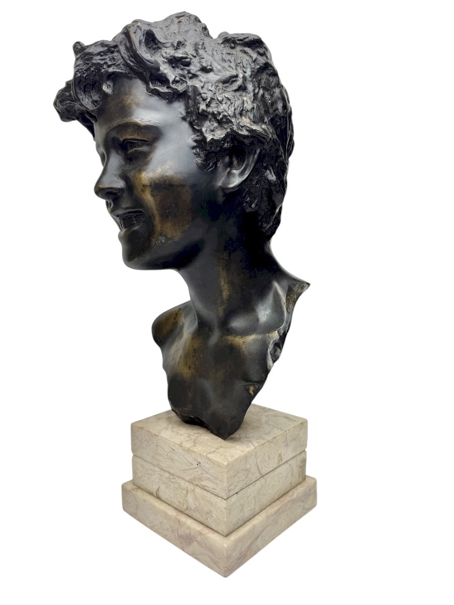 Vicenzo Cinque - Bronze Bust Of A Young Napolitan -photo-2