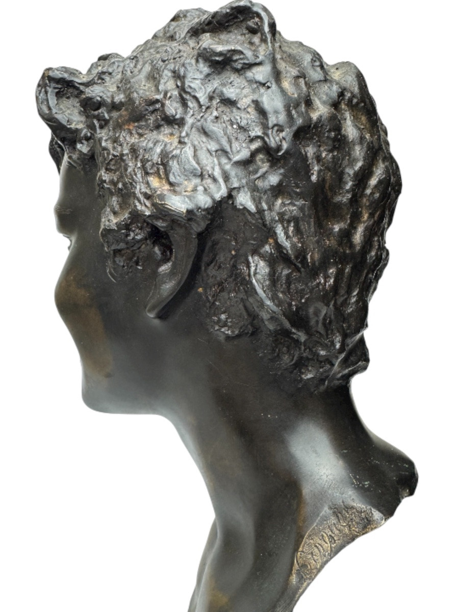 Vicenzo Cinque - Bronze Bust Of A Young Napolitan -photo-4