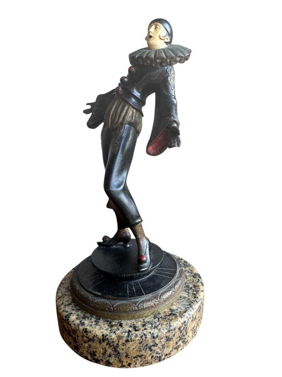 Gustav Schmidtcassel - Pierrot, Bronze Sculpture -photo-2