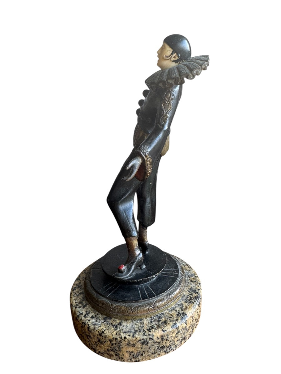 Gustav Schmidtcassel - Pierrot, Bronze Sculpture -photo-3