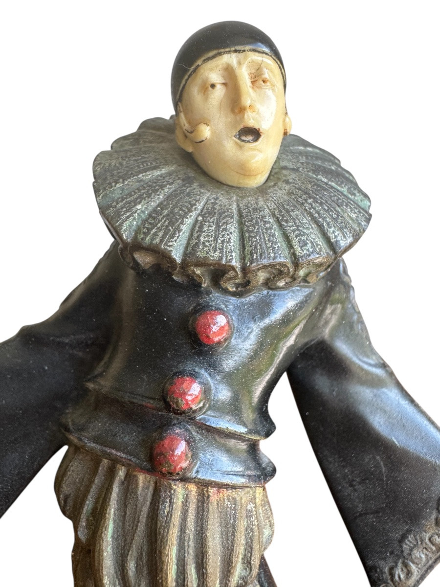 Gustav Schmidtcassel - Pierrot, Bronze Sculpture -photo-3