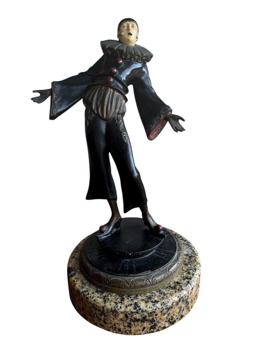 Gustav Schmidtcassel - Pierrot, Bronze Sculpture 