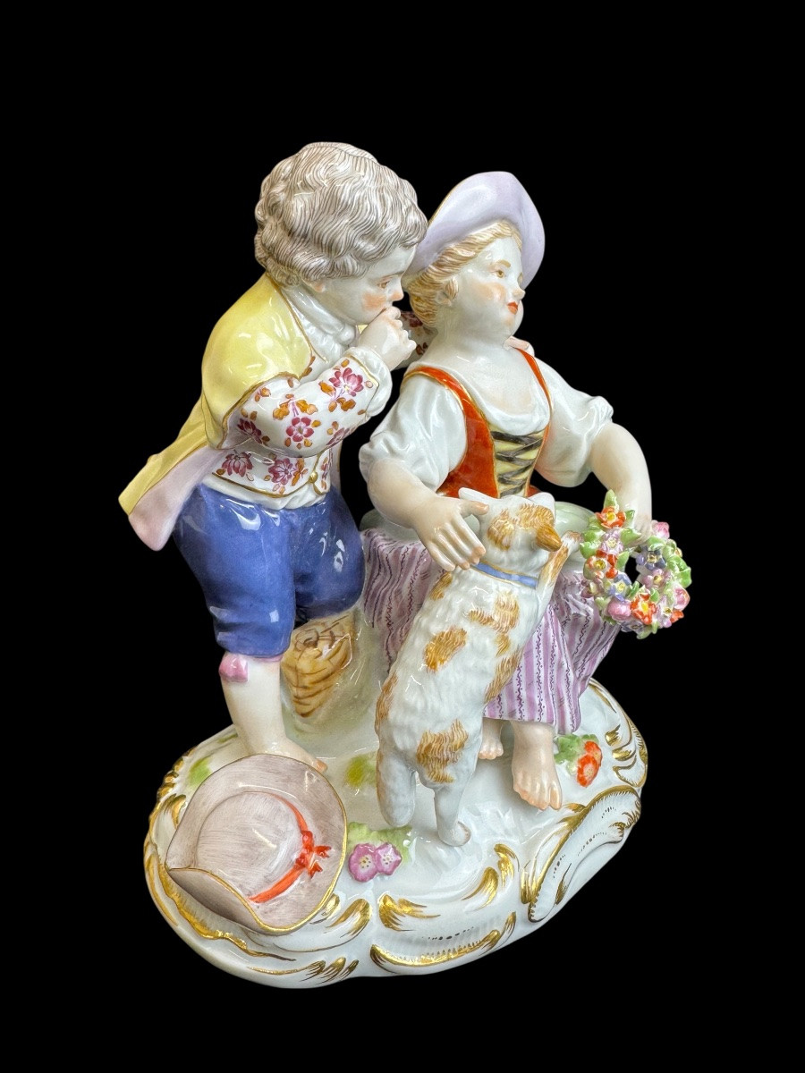 Meissen - Porcelain Group Of Shepherds-photo-2