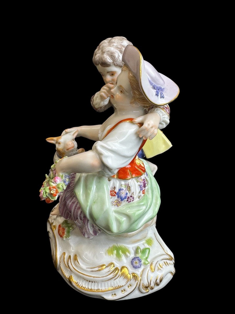 Meissen - Porcelain Group Of Shepherds-photo-3