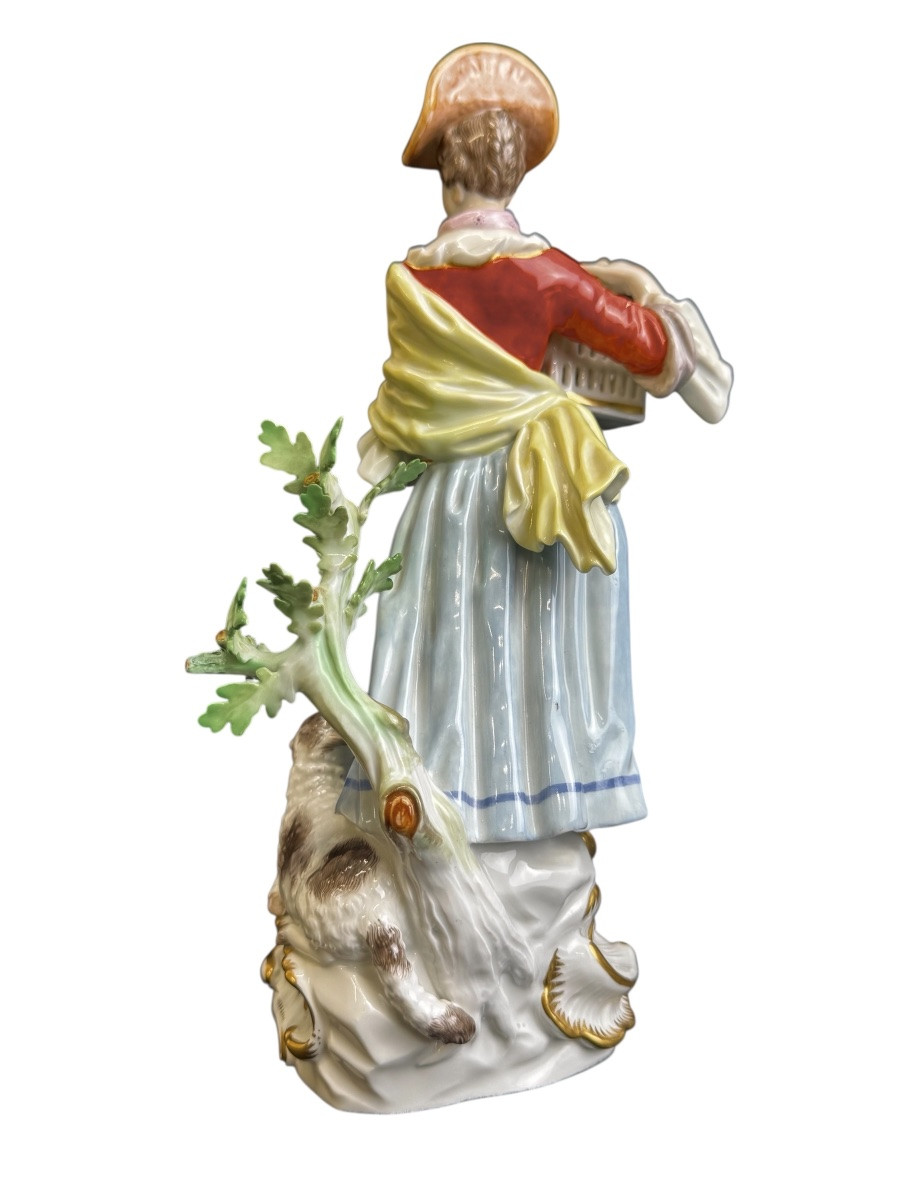Meissen - Figure en porcelaine bergère avec cage à oiseaux-photo-4