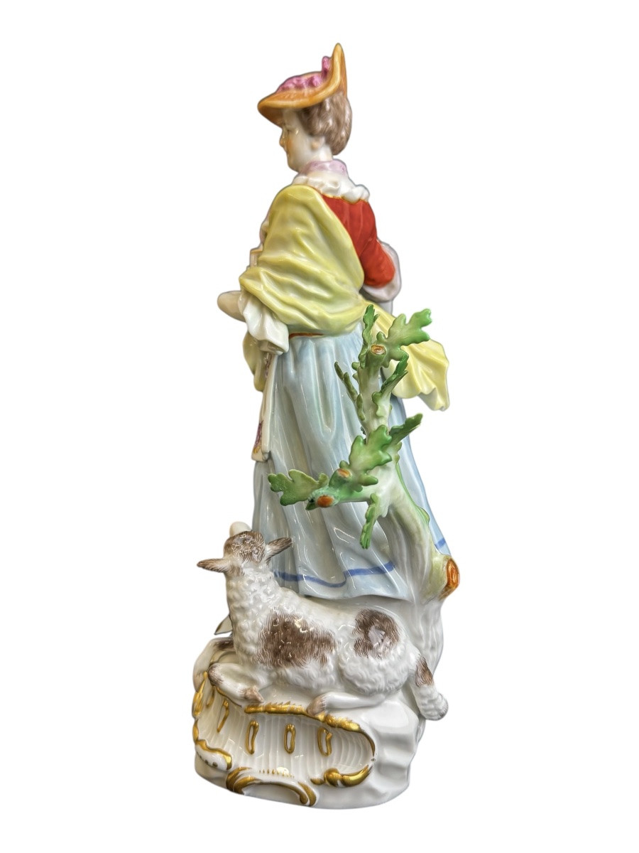 Meissen - Figure en porcelaine bergère avec cage à oiseaux-photo-1