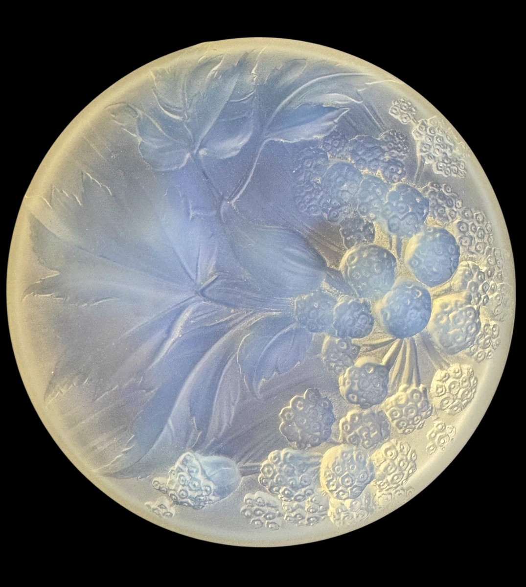 Etling - Bonbonnière opalescent à décor de framboises 