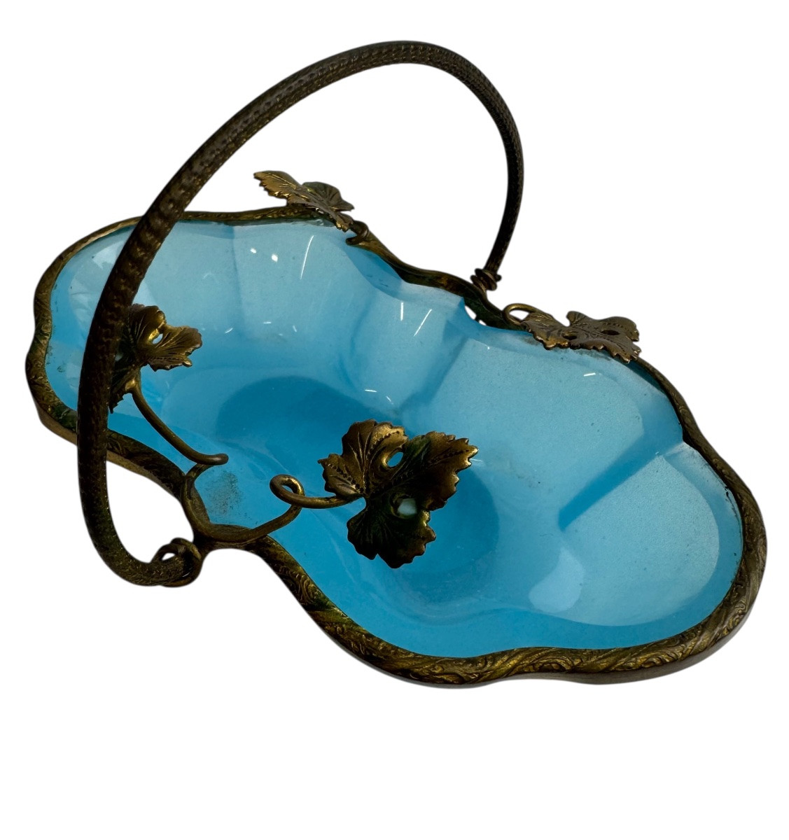 Petit panier en opaline Charles X -photo-2