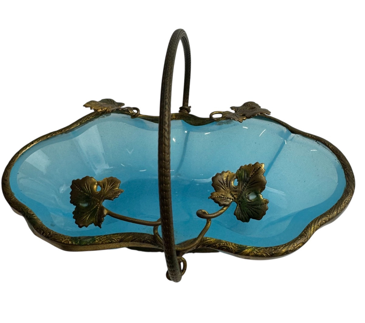 Petit panier en opaline Charles X -photo-2