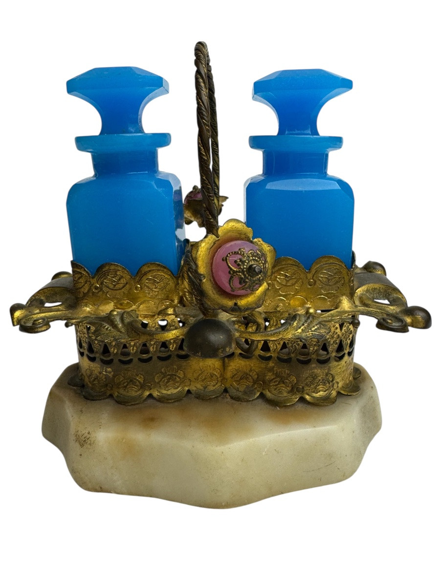 Nécessaire à parfum en opaline monture pomponne-photo-2