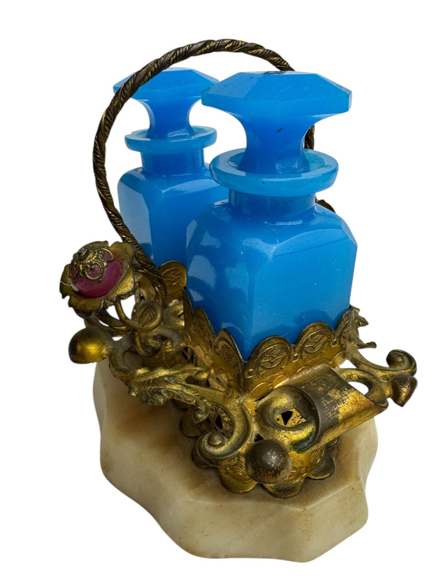 Nécessaire à parfum en opaline monture pomponne-photo-2