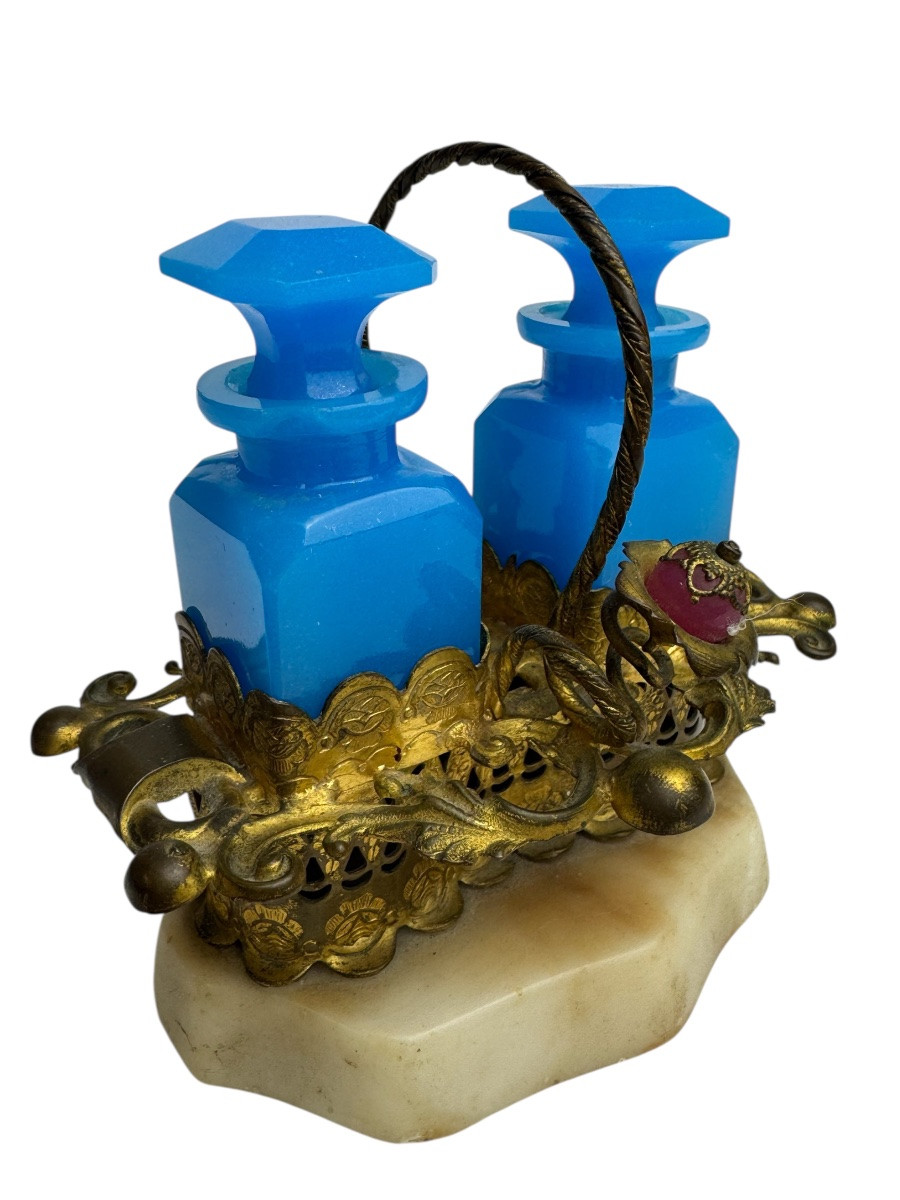 Nécessaire à parfum en opaline monture pomponne-photo-3