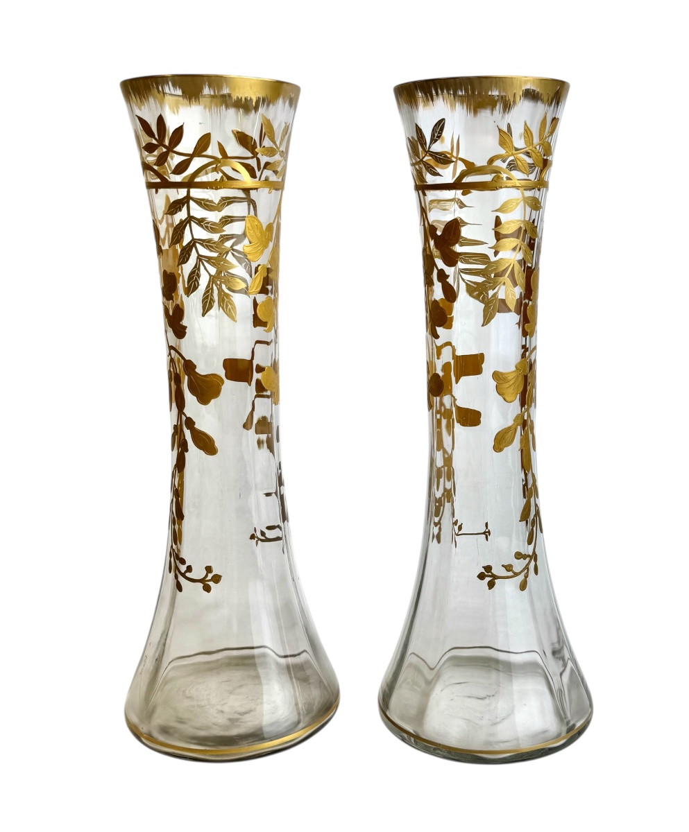 Baccarat - pair de vases à décor des glycines -photo-3