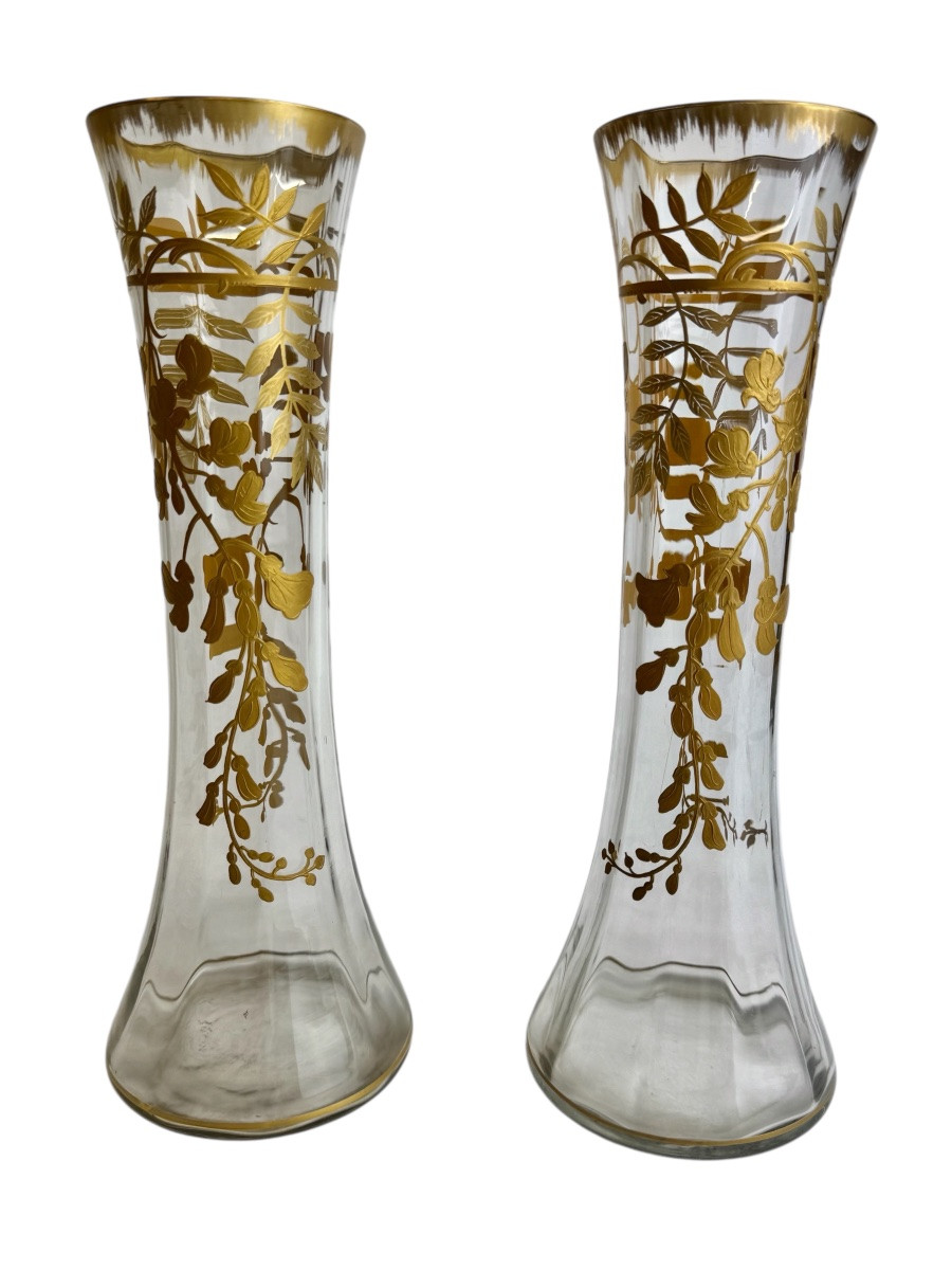 Baccarat - pair de vases à décor des glycines -photo-6