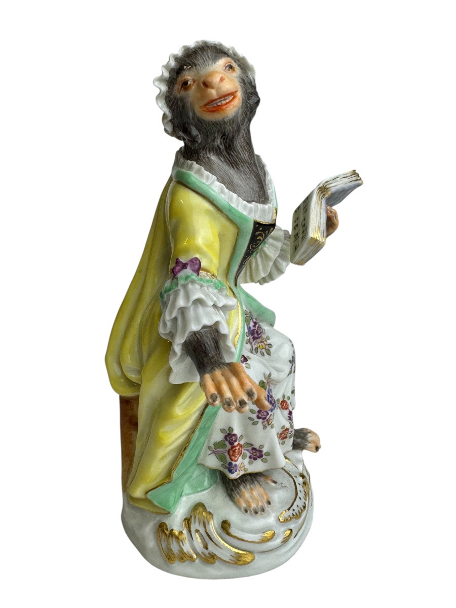 Meissen - Porcelain Figure Of A Singing Monkey From The Monkey Orchestra Series-photo-2