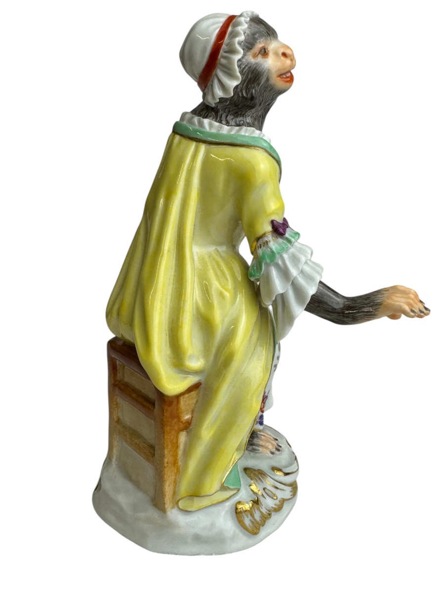 Meissen - Porcelain Figure Of A Singing Monkey From The Monkey Orchestra Series-photo-3