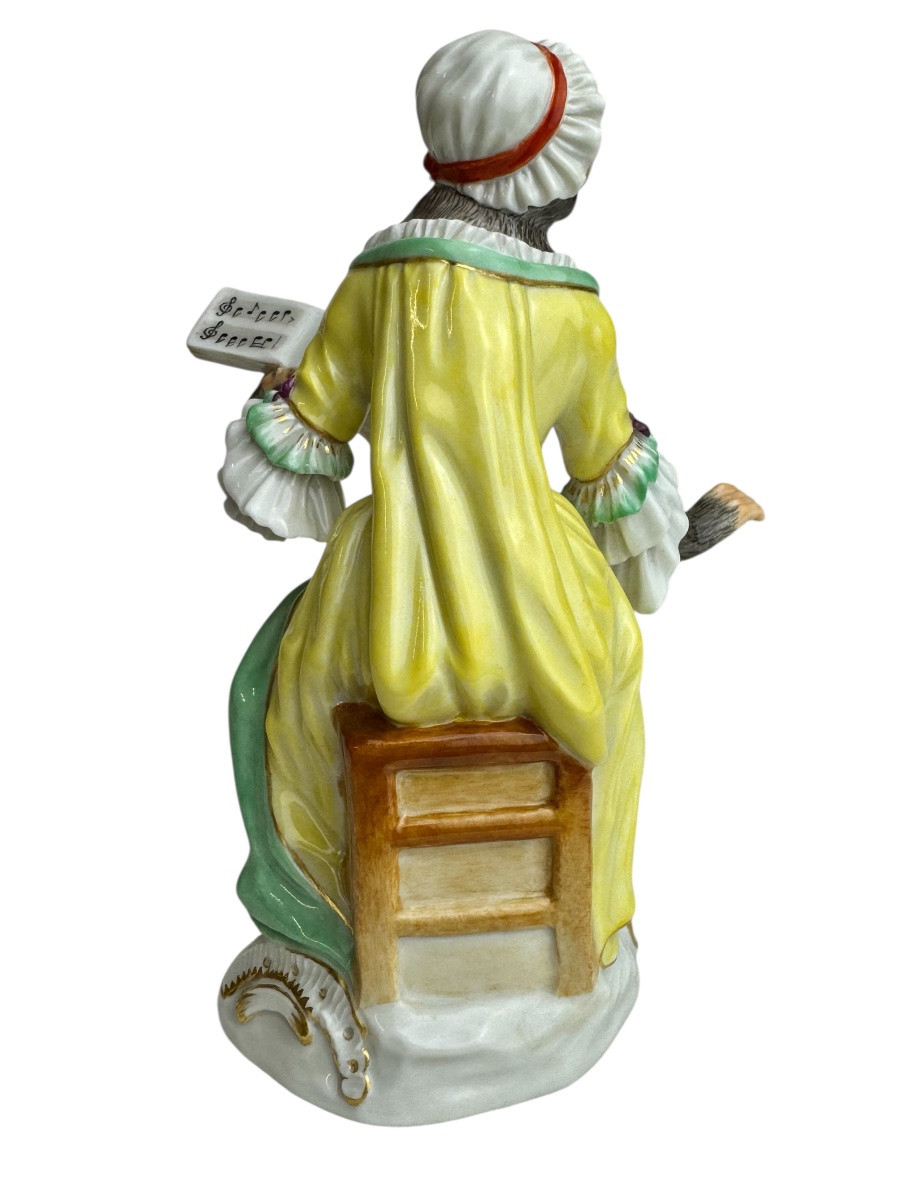 Meissen - Porcelain Figure Of A Singing Monkey From The Monkey Orchestra Series-photo-4