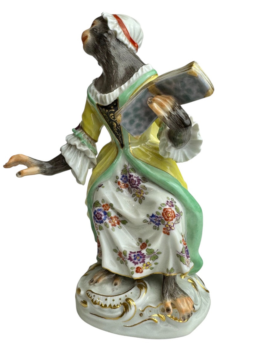 Meissen - Porcelain Figure Of A Singing Monkey From The Monkey Orchestra Series-photo-3