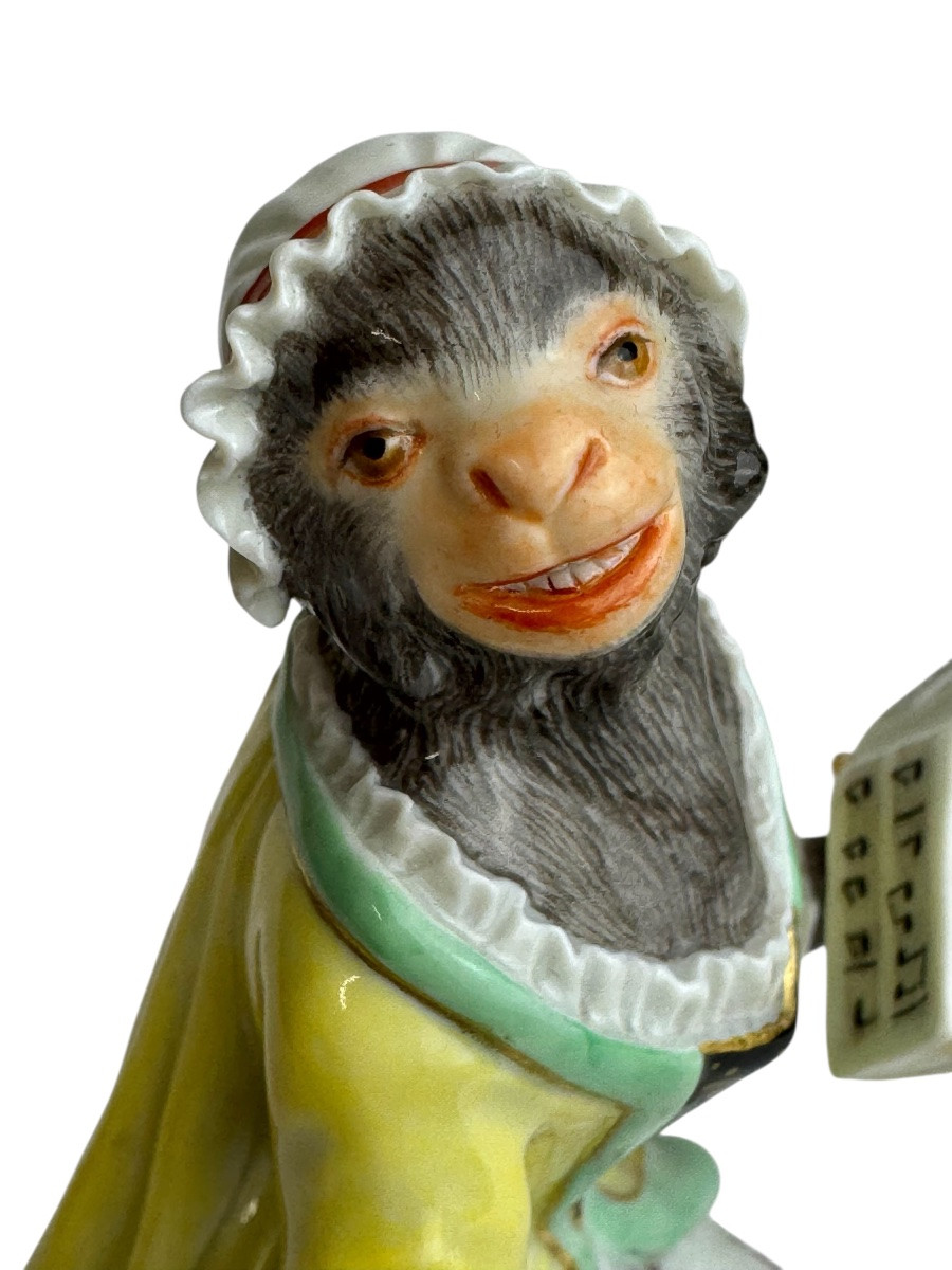 Meissen - Porcelain Figure Of A Singing Monkey From The Monkey Orchestra Series-photo-4