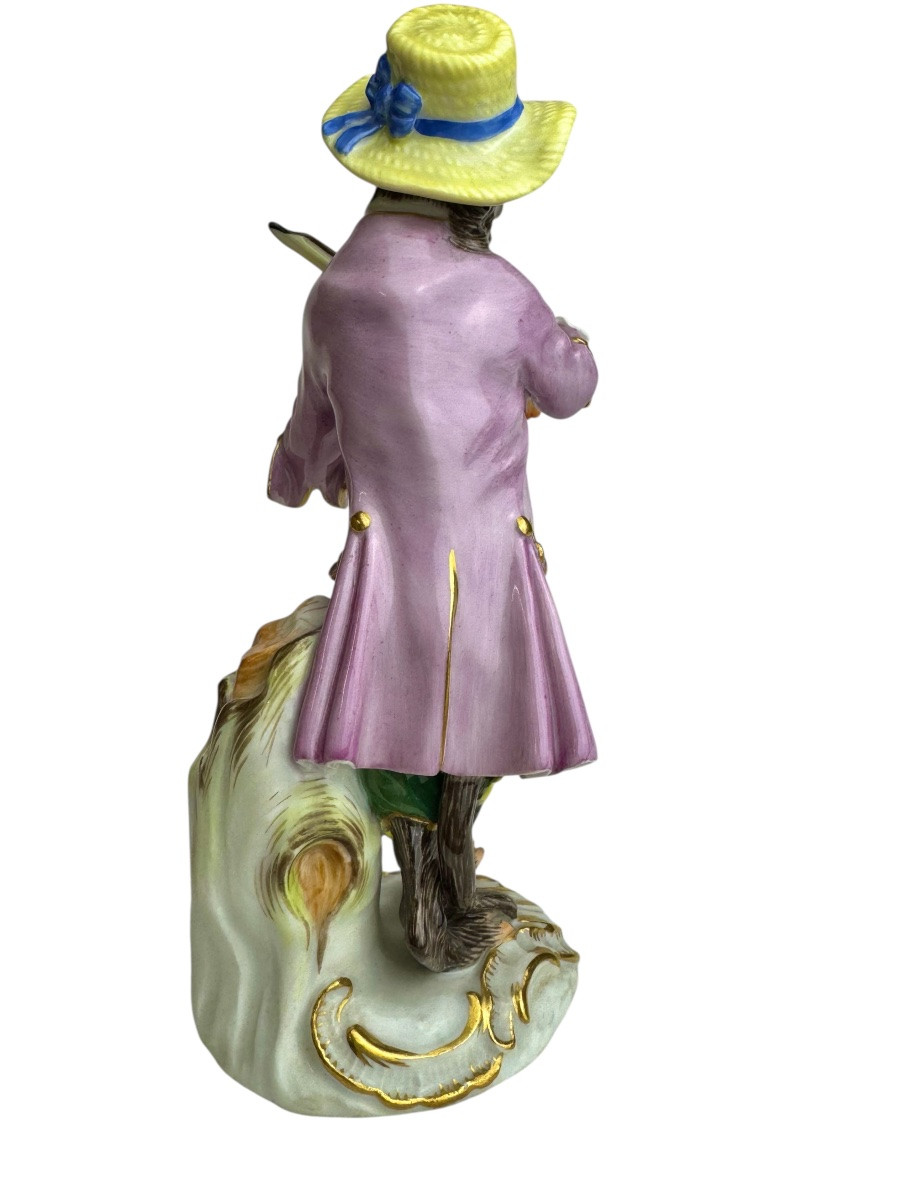Meissen - Porcelain Figure Of A Violin-playing Monkey From The Monkey Orchestra Series-photo-3