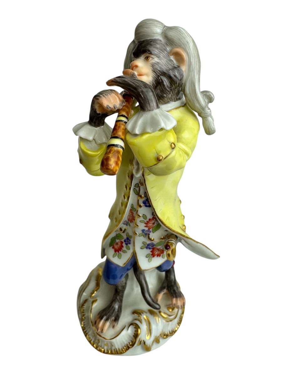 Meissen - Figure en porcelaine d’un singe clarinettiste de la série l’orchestre de singes-photo-2