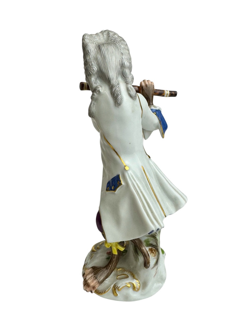 Meissen - Figure en porcelaine d’un singe flûtiste de la série l’orchestre de singes-photo-2