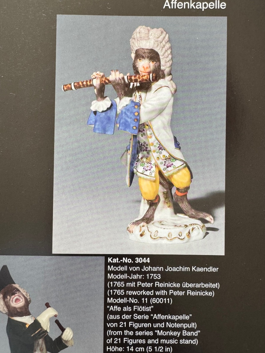 Meissen - Figure en porcelaine d’un singe flûtiste de la série l’orchestre de singes-photo-5