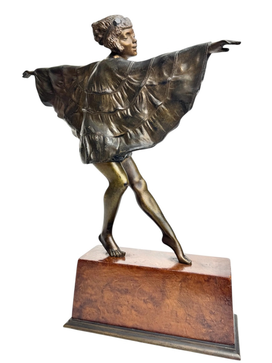 Bouraine - Bronze Sculpture Of A Dancer In A Butterfly Dress -photo-4