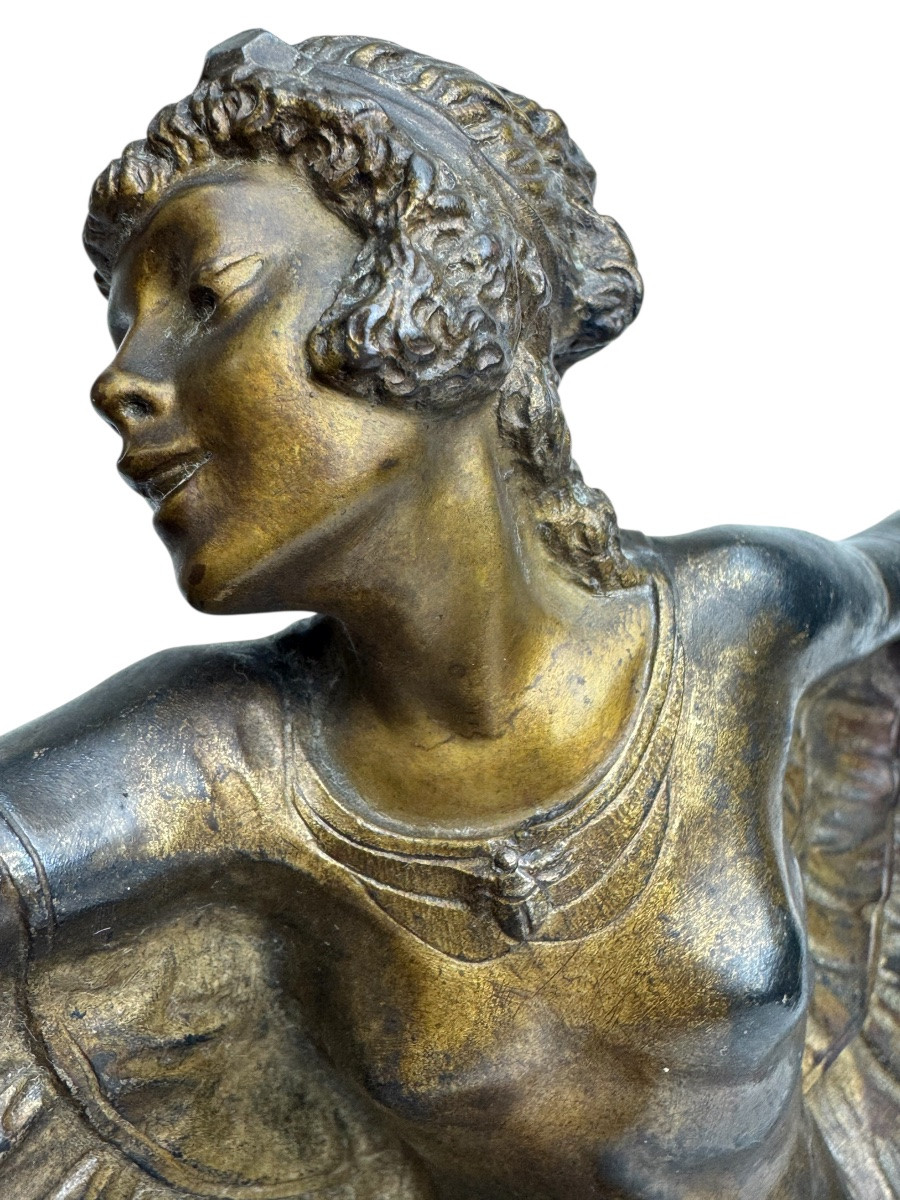 Bouraine - Bronze Sculpture Of A Dancer In A Butterfly Dress -photo-3