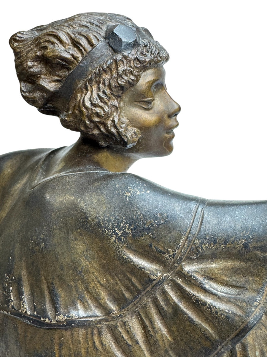 Bouraine - Bronze Sculpture Of A Dancer In A Butterfly Dress -photo-4