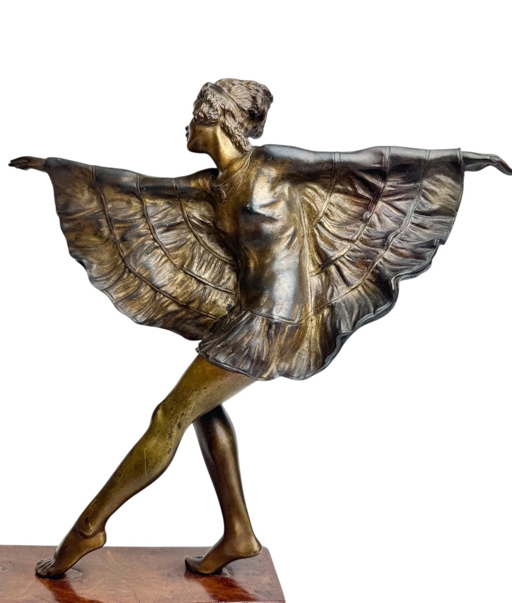 Bouraine - Bronze Sculpture Of A Dancer In A Butterfly Dress -photo-6