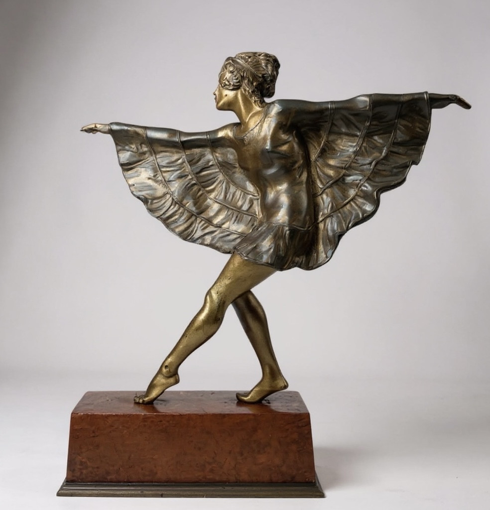 Bouraine - Bronze Sculpture Of A Dancer In A Butterfly Dress 