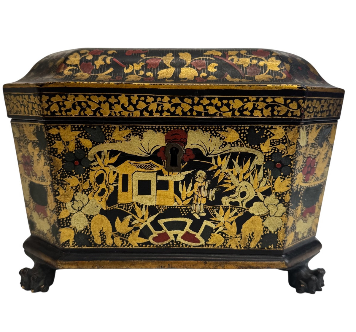 Boîte à thé laquée et décorée, XIX siécle-photo-3