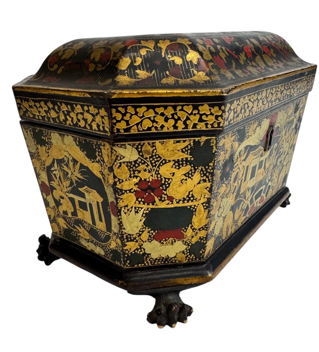 Boîte à thé laquée et décorée, XIX siécle-photo-4