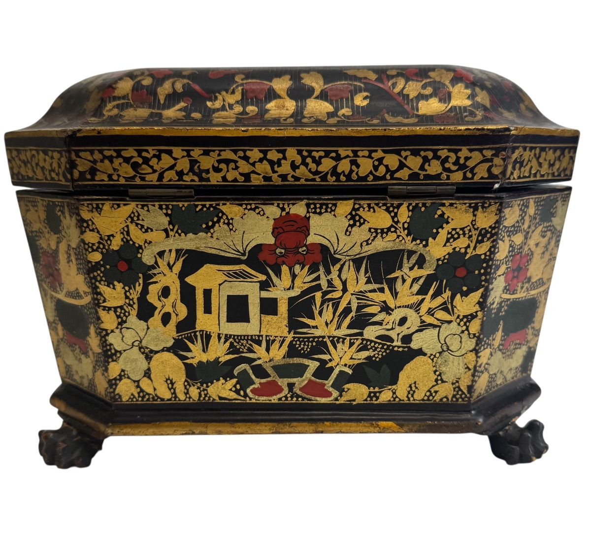 Boîte à thé laquée et décorée, XIX siécle-photo-2