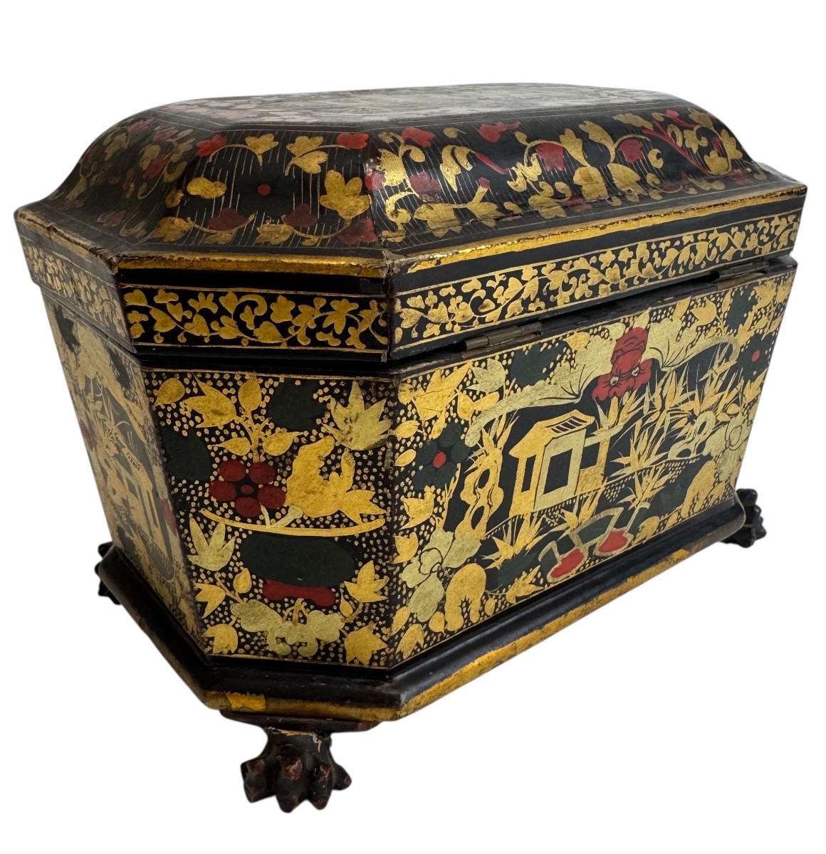 Boîte à thé laquée et décorée, XIX siécle-photo-3