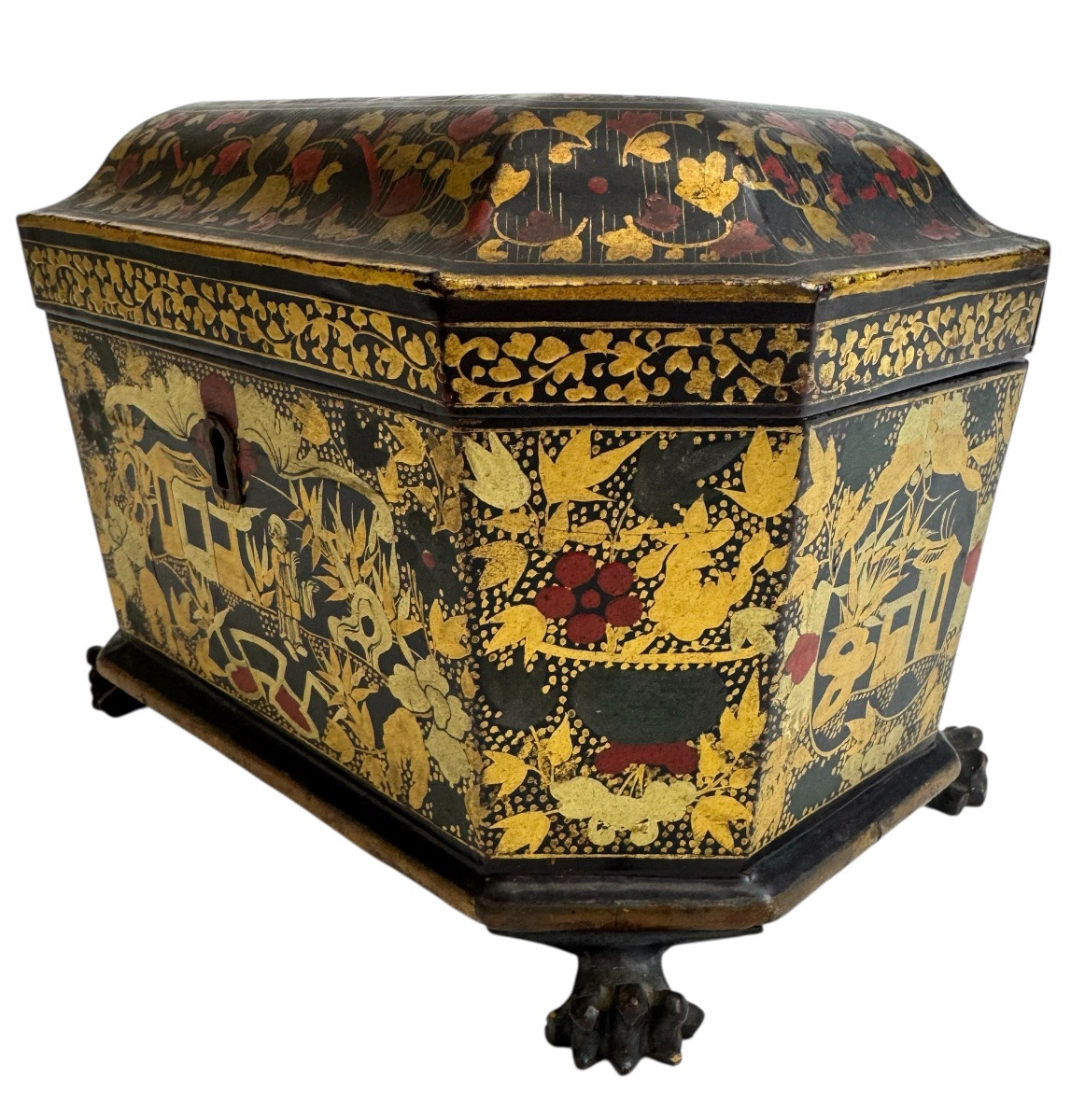 Boîte à thé laquée et décorée, XIX siécle-photo-5