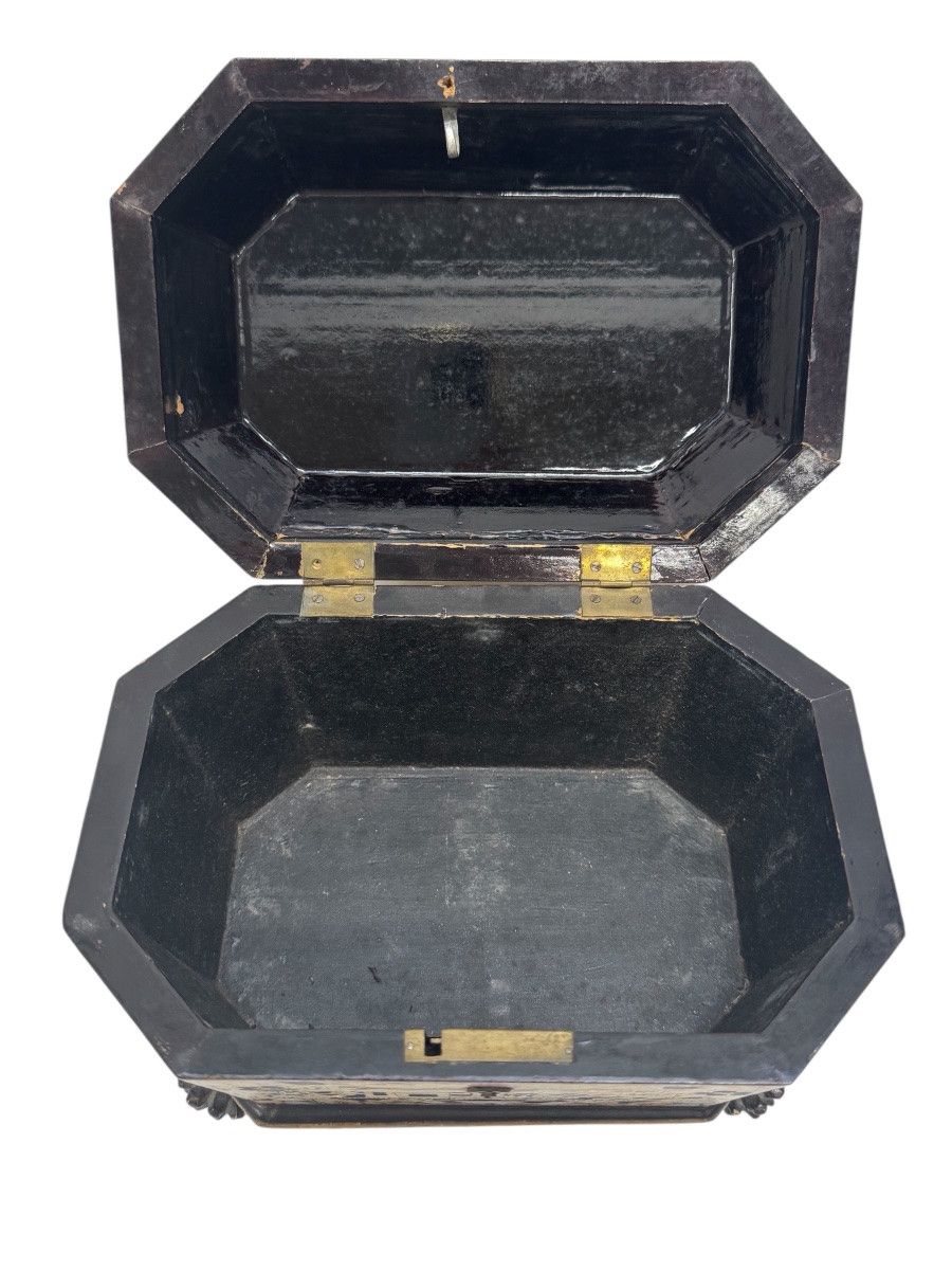 Boîte à thé laquée et décorée, XIX siécle-photo-7