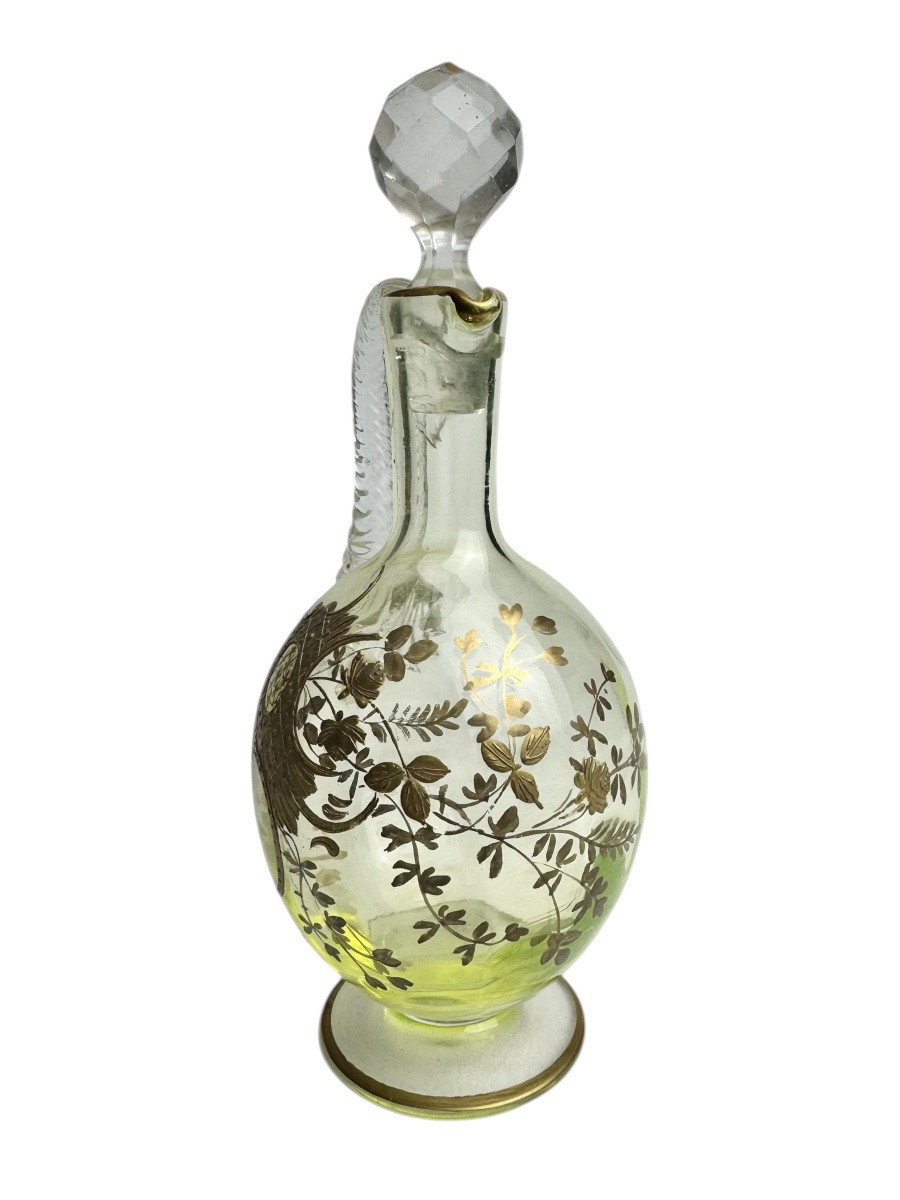 Baccarat - Uranium Crystal Liqueur Service With Rocaille And Rose Decoration-photo-2