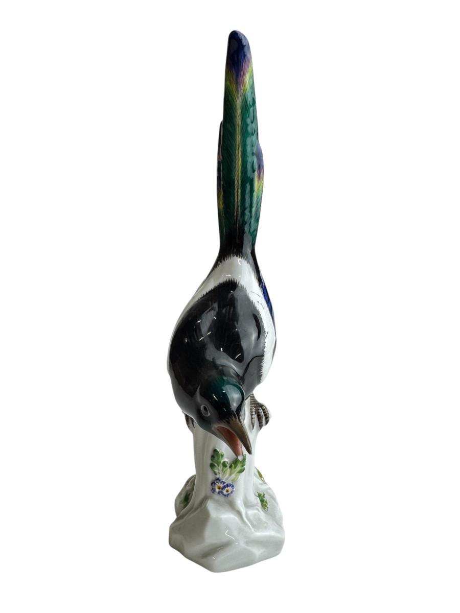 Meissen - Porcelain Figure Of A Magpie Facing Right-photo-2