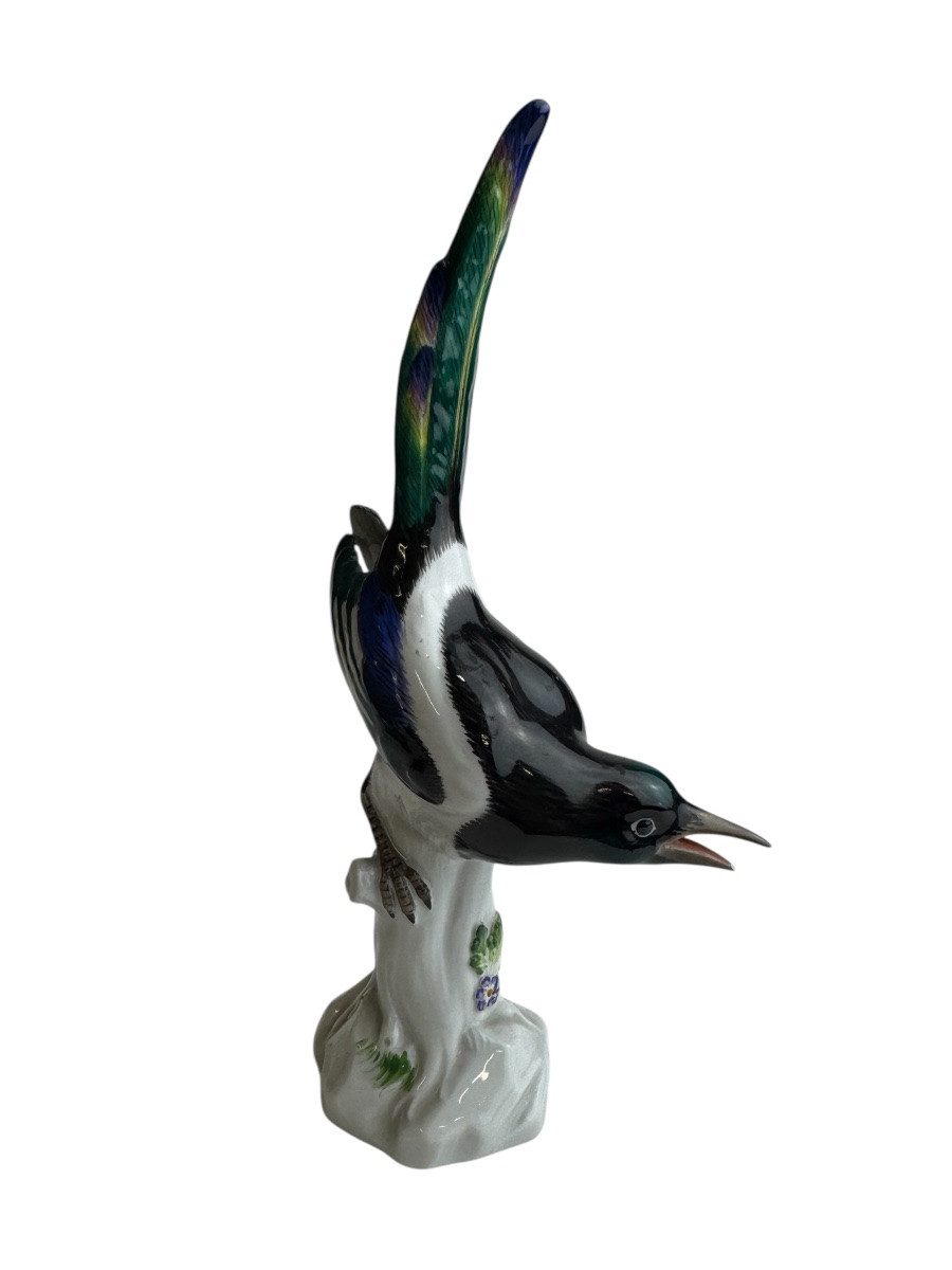 Meissen - Porcelain Figure Of A Magpie Facing Right-photo-3