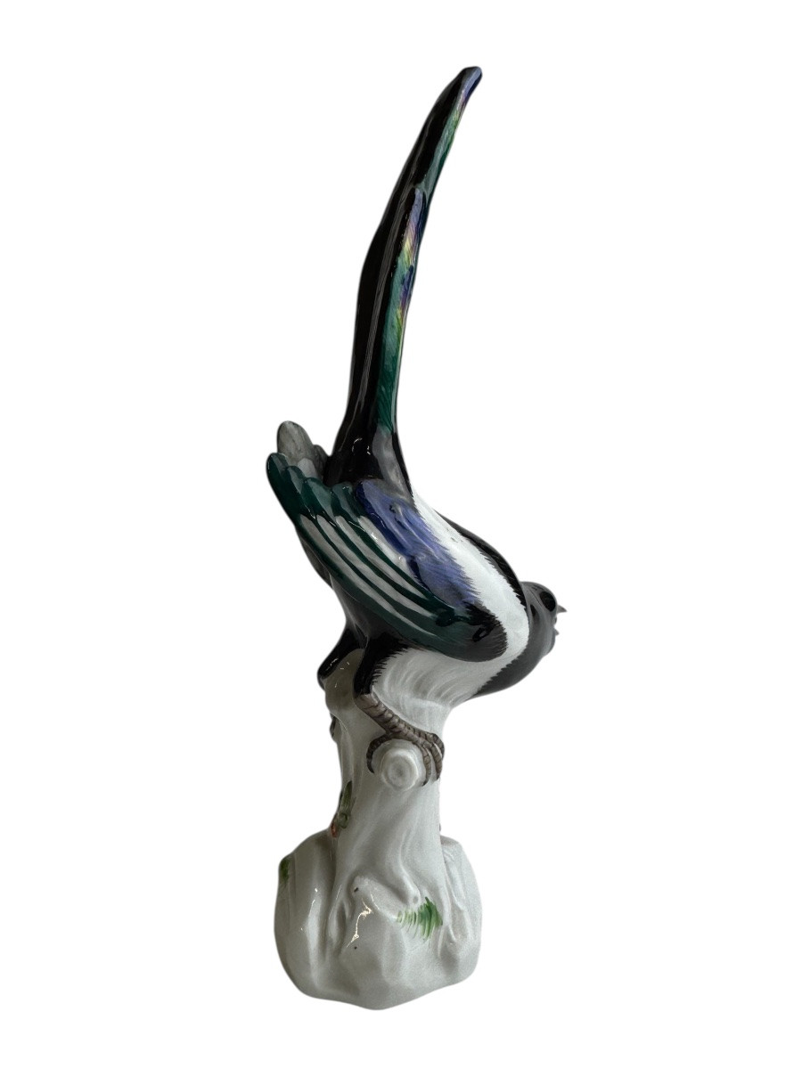 Meissen - Porcelain Figure Of A Magpie Facing Right-photo-4