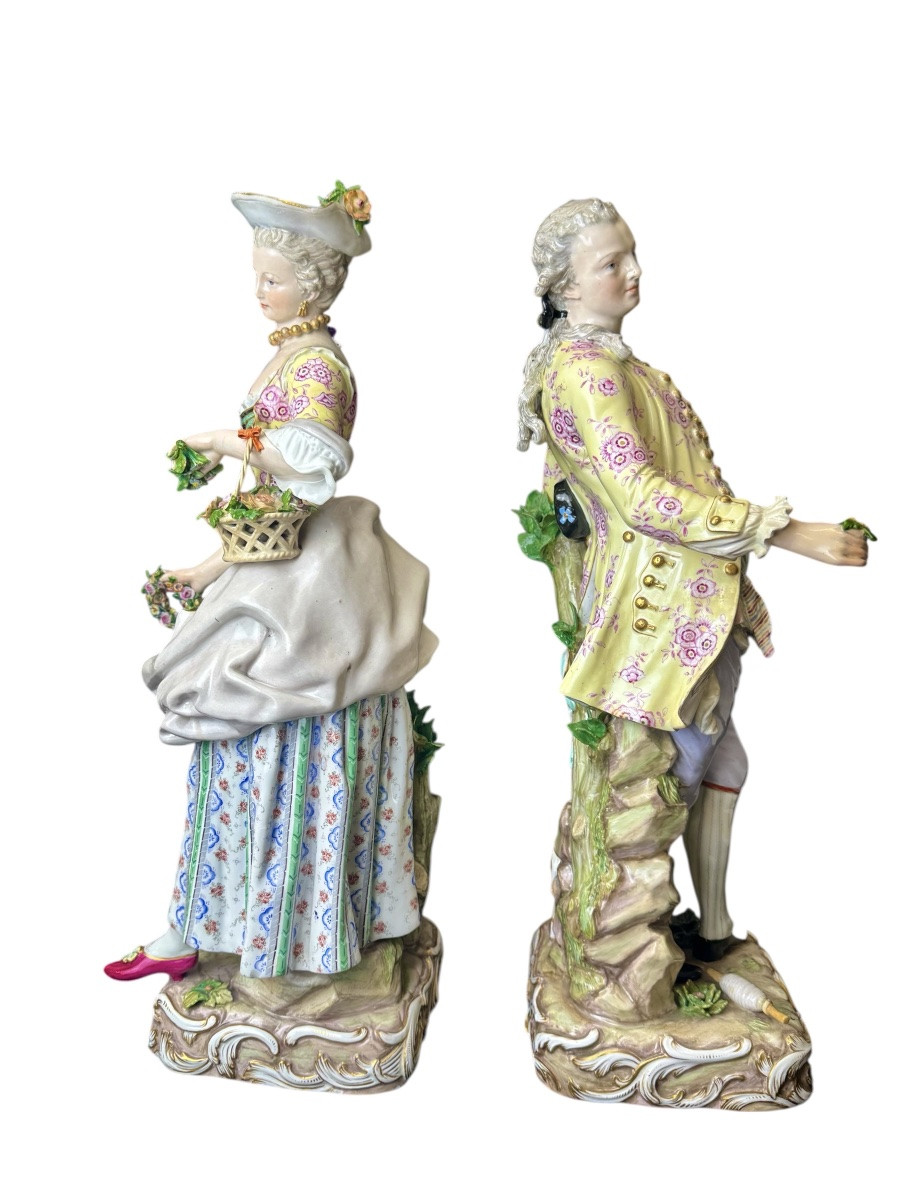 Large Meissen Porcelain Figurines Depicting A Couple Of Gardeners -photo-2