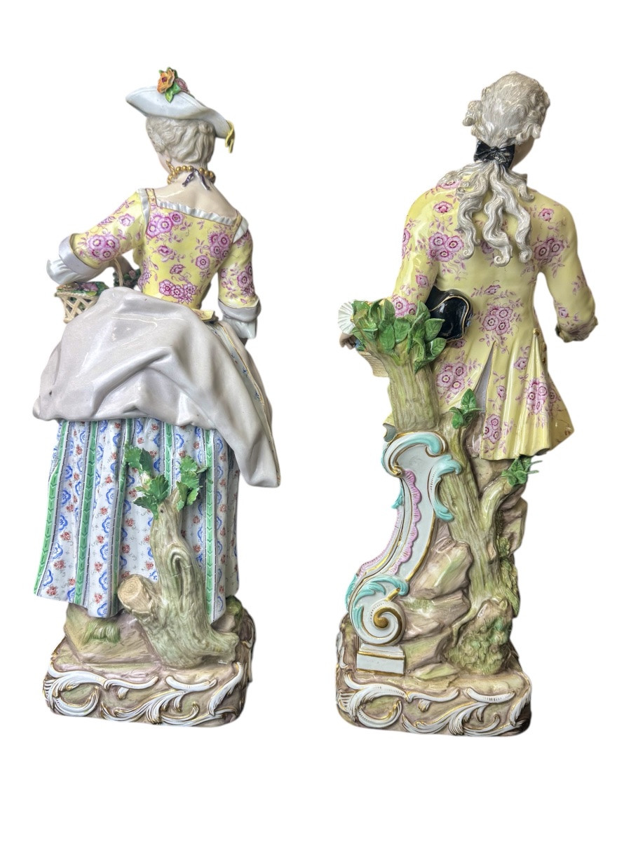 Large Meissen Porcelain Figurines Depicting A Couple Of Gardeners -photo-3
